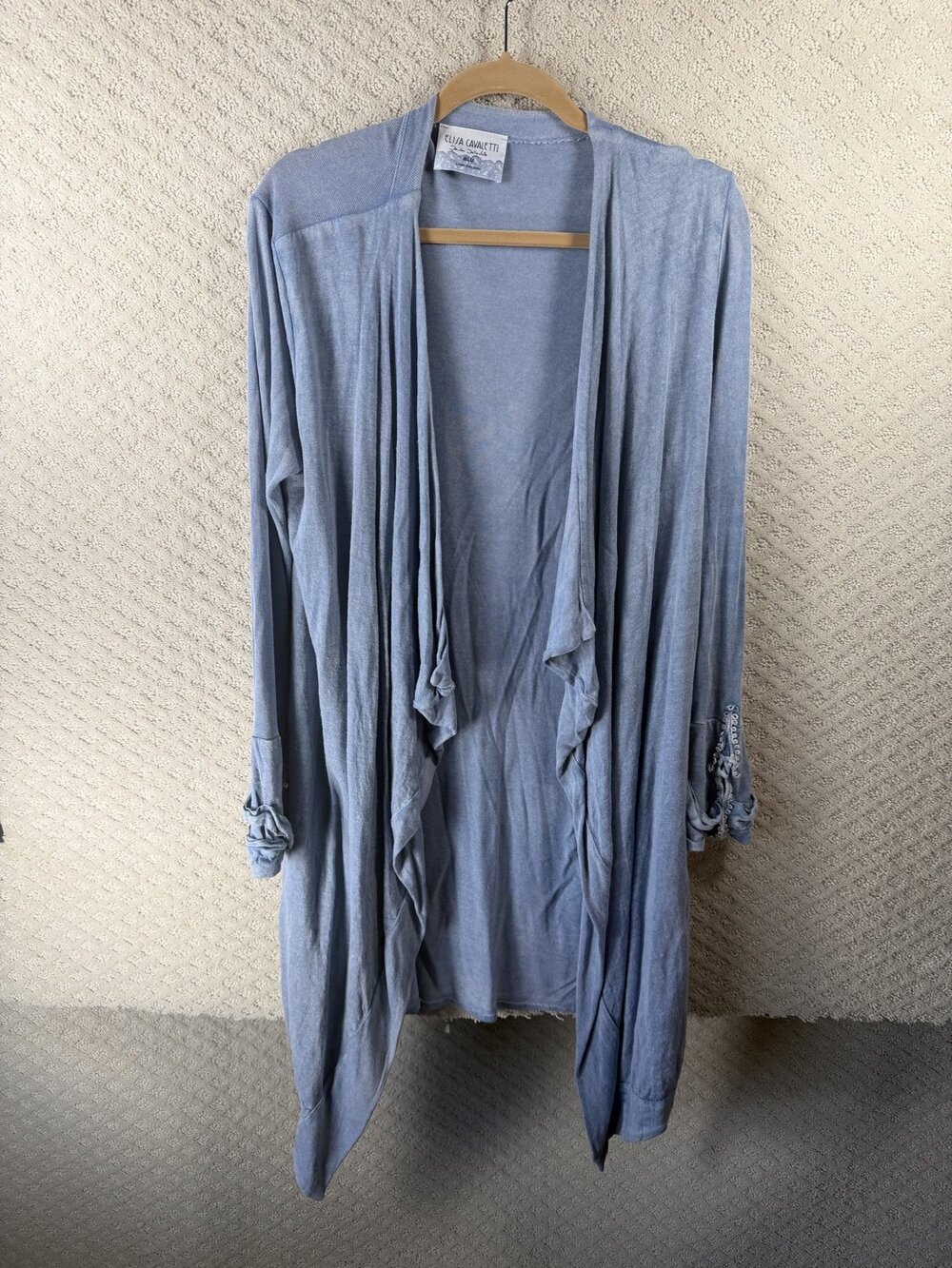 Elisa Cavaletti Daniela Dallavalle Open Front Draped Waterfall Cardigan Size M
